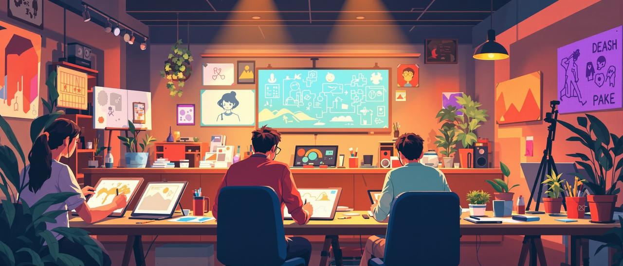 网络短剧app创作团队工作场景